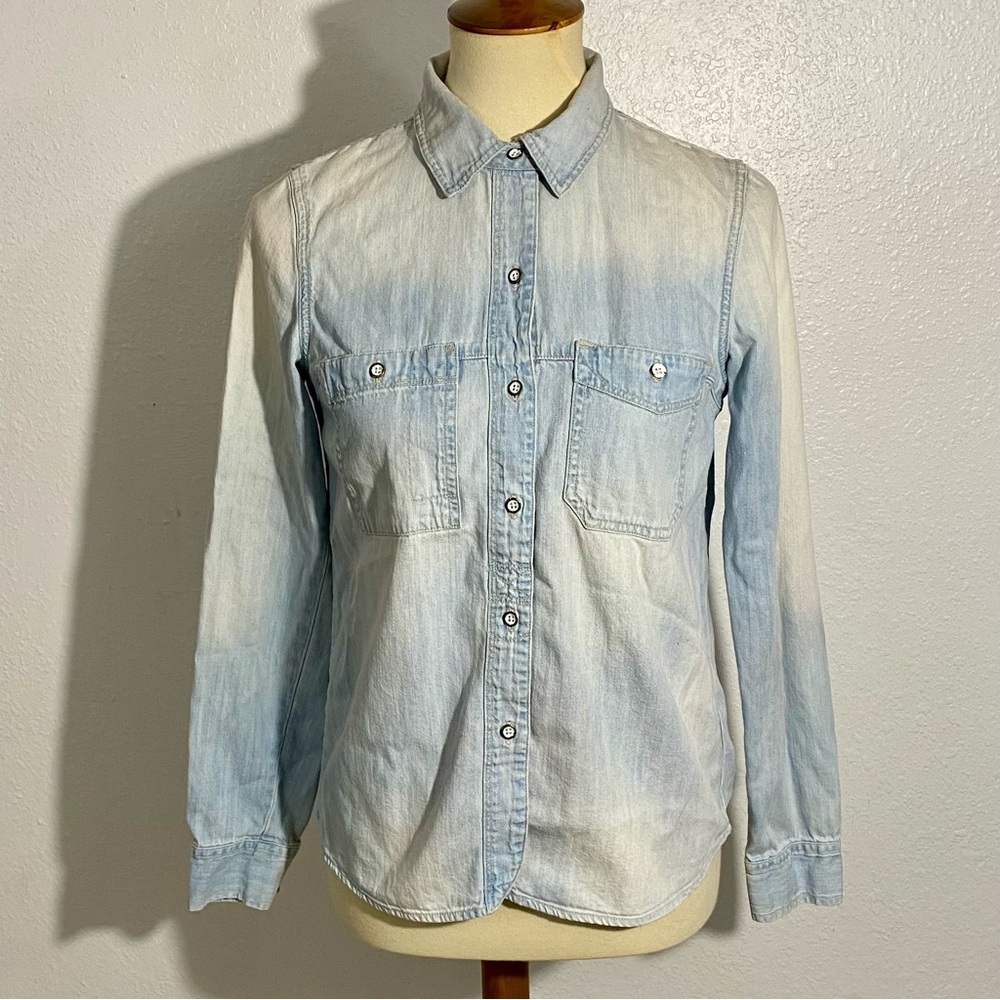 Madewell Chambray Button Down Shirt Women’s Size XS Faded Blue Long Sleeve
